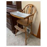 Vintage Wood Highchair with Metal Tray