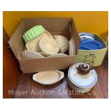 Group of Tupperware, Syracuse China Plates, Divided Plates, Etc.