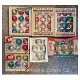 Group of 64 Vintage Glass Christmas Ornaments, with Boxes