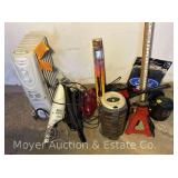 Group of Heaters, Hand Held Vacuums, Jack Stands, Etc.