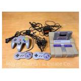 Super Nintendo Entertainment System with 2 Controllers and Cords