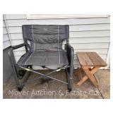 Timber Ridge Oversize Folding Camp Chair, New and Wooden Outdoor Folding Side Table
