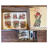 6pc. Danbury Mint "Chihuahua Christmas" ResinTrain Set in Box, Dog Figure, and Cars & Trains