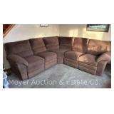 Brown Sectional Sofa, with Reclining Seats, Approx. 8ft. x 8.5ft.