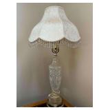 Table Lamp, Cut Glass Base, 32"h