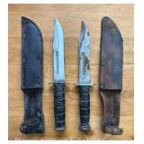 USN MK2 Ka-bar Knife, and Other Camillus, NY Knife, See Pictures for Condition, Both 12" Long