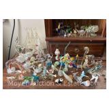 Group of Thread Glass Miniature Animals & Figures, 1”-7”h