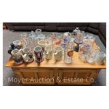 Group of Beer Steins, Glassware, Etc.