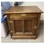 White Clad Oak Icebox Style End Table, Single Door, 23"x16"x23"h