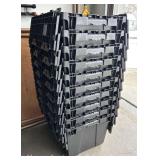 (10) Monoflo Stacking Totes with Flip-tops, All are Clean