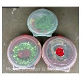 (3) Sterilite Wreath Storage Round Boxes with Wreaths, 24” Round