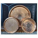 (3) Coppercraft Guild Serving Platters, 12" and 18" Round