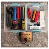 Group of HO Scale Locomotive, Freight Cars, Track and Transformers
