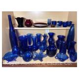 Group of Asst. Colored Glass Vases, Bowls, Etc.
