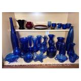 Group of Asst. Colored Glass Vases, Bowls, Etc.