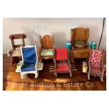 (6) Vintage Rocking Chair Sewing Caddys