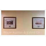 (2) Framed Friends of the NRA Event Sponsor Prints and Stamps, 16.5"x18" Overall