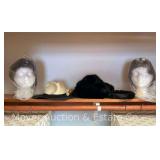Group of Ladies Hats and Wigs
