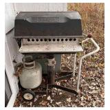 Propane Grill with Tank, Bench, and Garbage Can