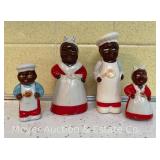 (2) Pairs of Black Americana Salt and Pepper Shakers, 3"-5"h