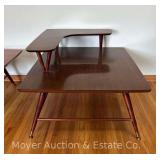 Mid-Century Corner End Table, 2 Tier, 32"x32", 24”h