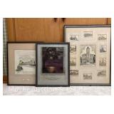 Group of Local Framed Artwork/Advertising, Framed 17"x13" - 23"x 18"