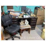 Desk, Metal Cabinet, and Contents of Hardware, Household, Etc.