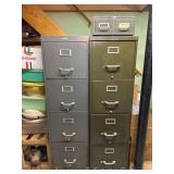 (2) 4 Drawer Metal Filing Cabinets, 15"x28"x52"h