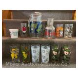 Group of Vintage Drinking Glasses, Juice Pitchers, Etc.