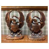 Cast Metal Eagle Bookends, 7"h