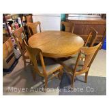 Sikes Chair Company 7 Piece Oak Dining Set, 6 Chairs with Table, 48"w