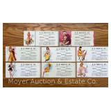 (8) W.W. Dobkin Co. Buffalo, NY Pin-up Advertising Blotter Pads, 1958-1959, 9"w