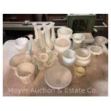 Group of Milk Glass Vases, Bowls, Etc.