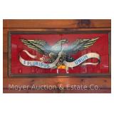 Reverse Painted Eagle E. Pluribus Unum Sign, Framed, 15.5"x36"