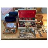 Group of Jewelry Boxes, Costume Jewelry, Etc.