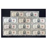 (11) Red Seal $5 Bills