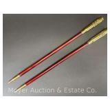 (2) US Navy "Bullet" Swagger Sticks, 18" Long