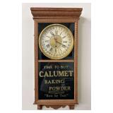 Sessions Calumet Baking Powder Advertising Clock, Oak Case, with Pendulum, No Key, 39"h x 18"w