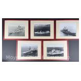 (5) Framed US Naval Ship Photographs, Matching Frames, 12"x15"