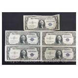 (5) 1935 Series $1 Silver Certificates