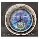 Navy Neon Clock, Modern, 14.5"w