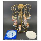 (12) Goebel Hummel Christmas Ornaments, with Ornament Tree