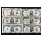 (6) $5 Silver Certificates