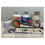 (3) 16lb Propane Tanks and (1) 12lb Tank, with Accessories