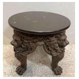 Lions Head End Table, Claw Feet, Moulded Composite Base, Round Top, 23" Round x 22"h