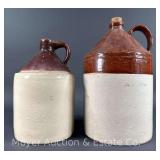 (2) Stoneware Jugs, 12"-14"h