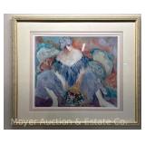 Framed Barbara A. Wood "Blue Lady" Lithograph, Artist Signed, No. 334/975, 38"x44"