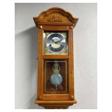 D&A Oak Wall Clock, with Pendulum and Key, 25.5"h