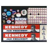 Group of Political Pinback Buttons, Bumper Stickers, Etc.
