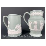 (2) Small Wedgwood Jasperware Pitchers, 4.5"-5"h